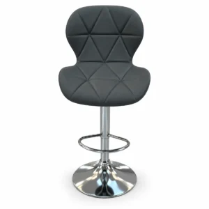 Geometric Quilted Bar Chair – Dark Grey — front view