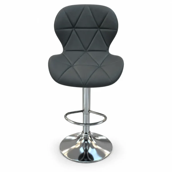 Geometric Quilted Bar Chair – Dark Grey — front view