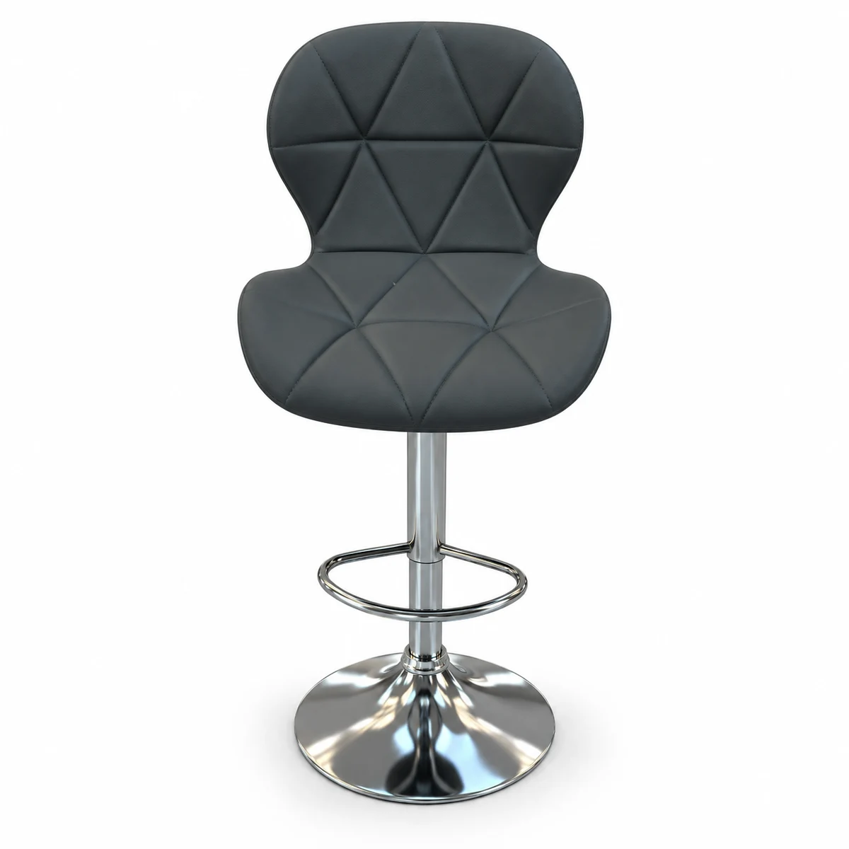 Geometric Quilted Bar Chair – Dark Grey — front view