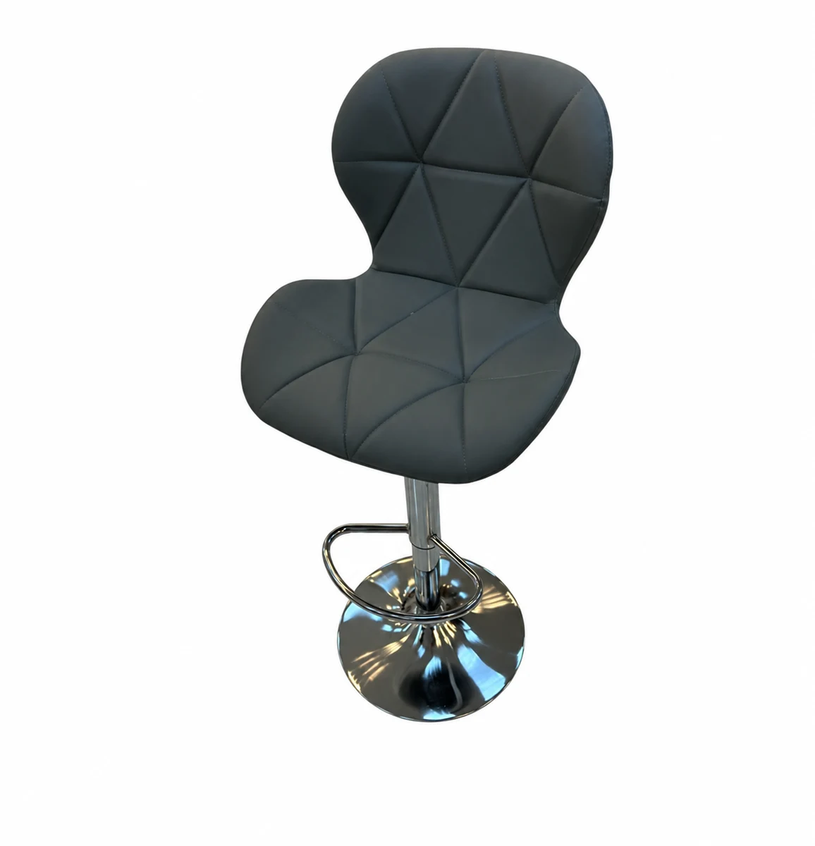 Geometric Quilted Bar Chair – Dark Grey — product view