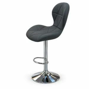 Geometric Quilted Bar Chair – Dark Grey — side view
