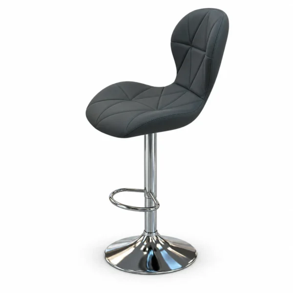 Geometric Quilted Bar Chair – Dark Grey — side view