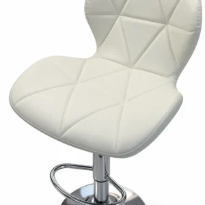 Geometric Quilted Bar Chair – White — seat detail