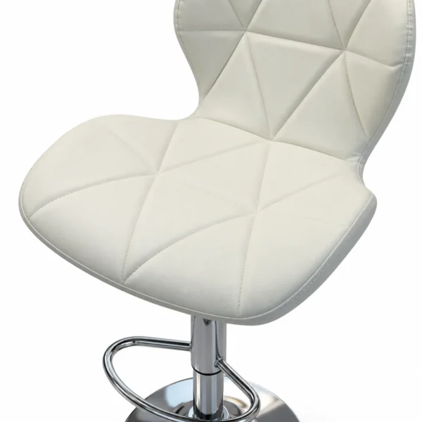 Geometric Quilted Bar Chair – White — seat detail