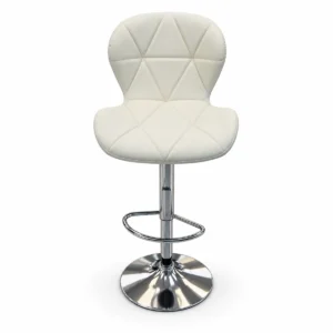 Geometric Quilted Bar Chair – White — front view