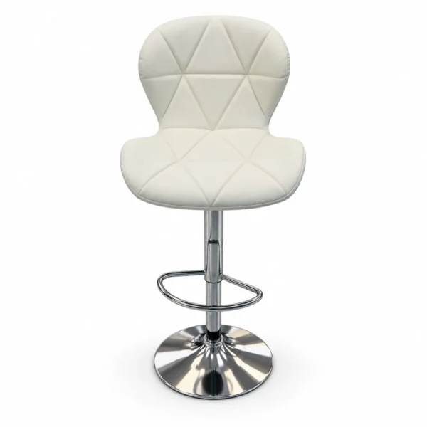 Geometric Quilted Bar Chair – White — front view