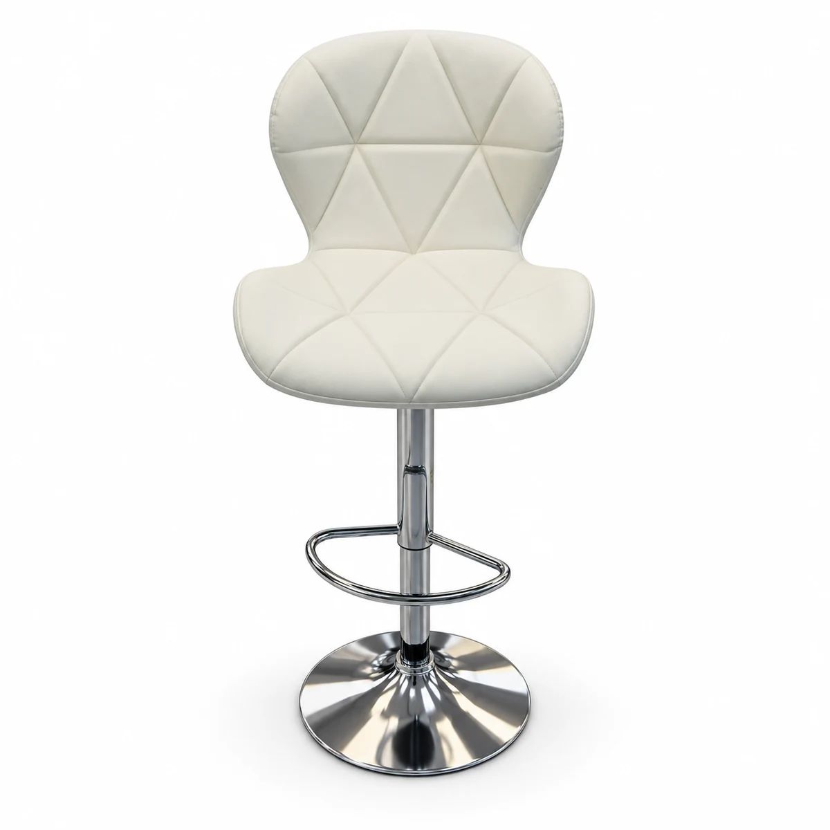 Geometric Quilted Bar Chair – White — front view