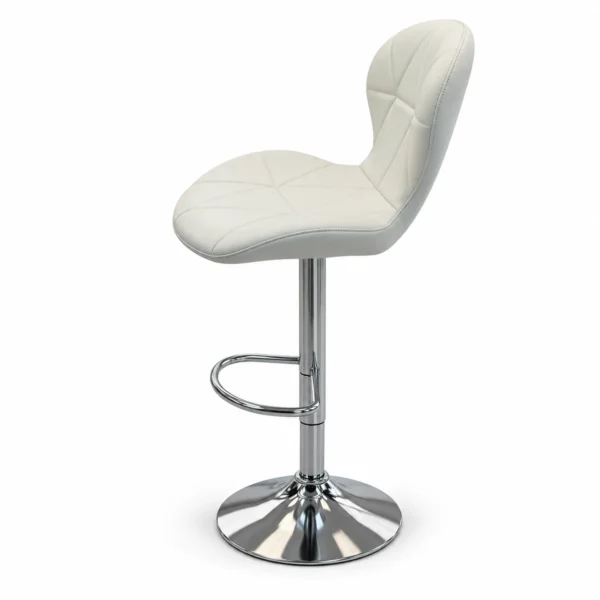 Geometric Quilted Bar Chair – White — side view