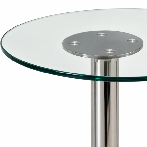 Height-Adjustable Round Glass Café Table — tabletop and base detail