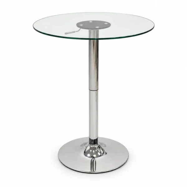 Height-Adjustable Round Glass Café Table — front view