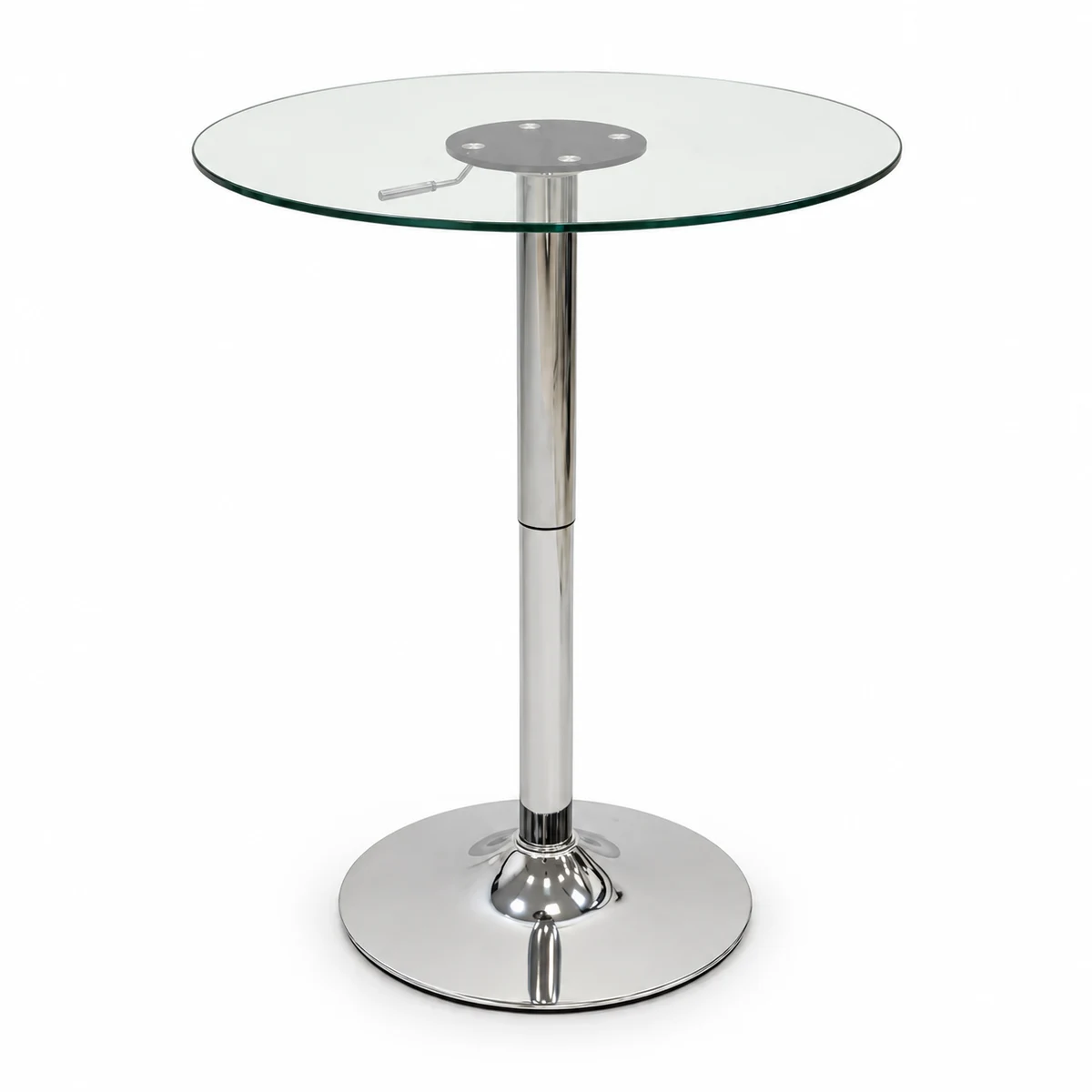 Height-Adjustable Round Glass Café Table — front view