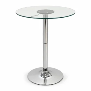 Height-Adjustable Round Glass Café Table — side view