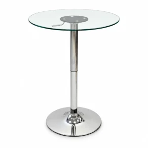 Height-Adjustable Round Glass Café Table