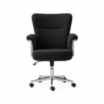 High-Back Office Chair with Castor Base — Black — product view
