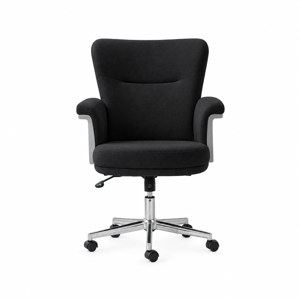 High-Back Office Chair with Castor Base — Black — product view