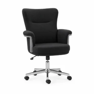 High-Back Office Chair with Castor Base — Black — right three quarter