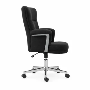 High-Back Office Chair with Castor Base — Black — side