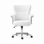 High-Back Office Chair with Castor Base — White — product view