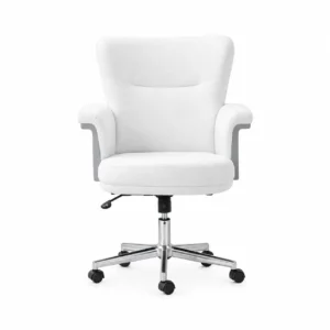High-Back Office Chair with Castor Base — White