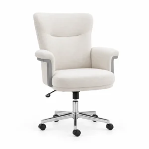 High-Back Office Chair with Castor Base — White — right three quarter