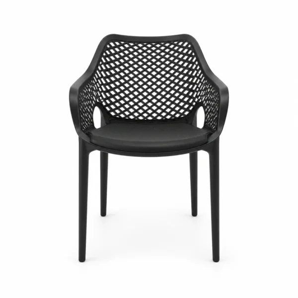 Openwork Dining Armchair — Black — front