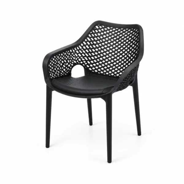 Openwork Dining Armchair — Black — opposite three quarter
