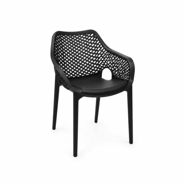Openwork Dining Armchair — Black — product view Openwork Dining Armchair — Black