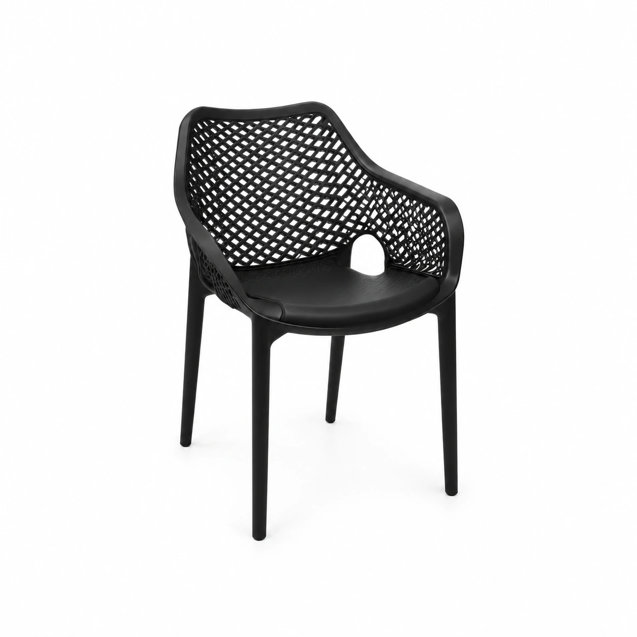 Openwork Dining Armchair — Black — product view