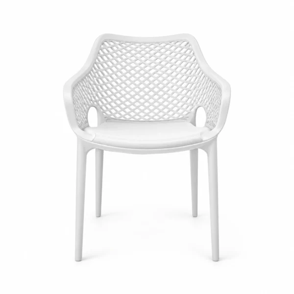 Openwork Dining Armchair — White — front
