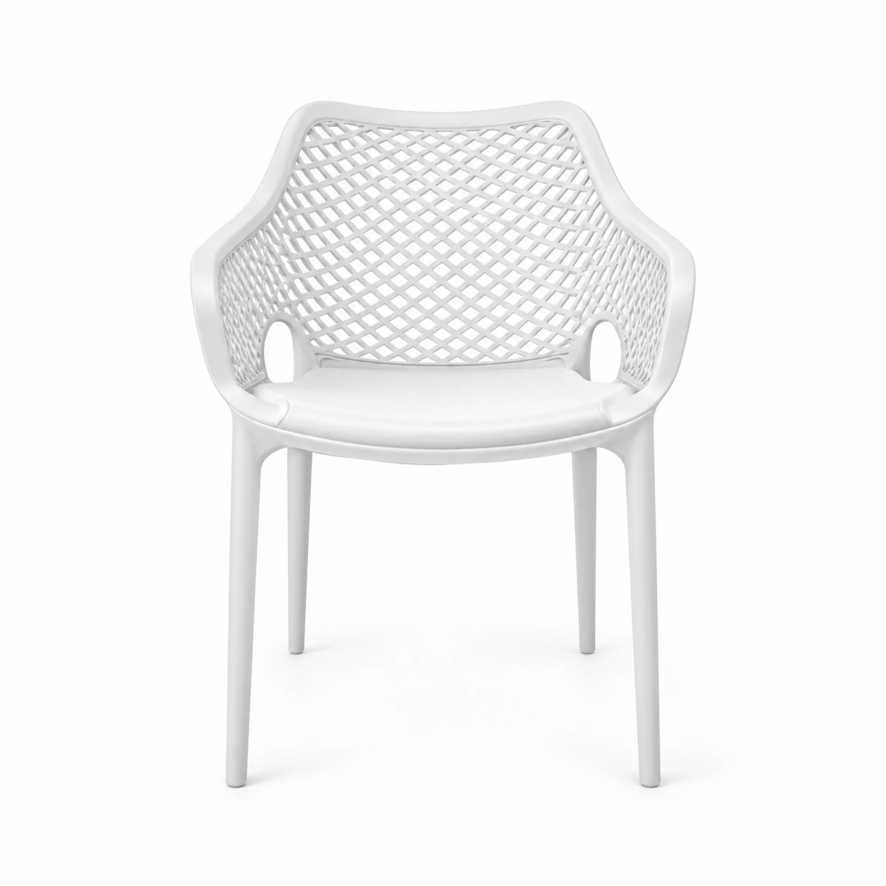 Openwork Dining Armchair — White — front