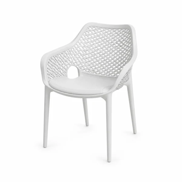 Openwork Dining Armchair — White — opposite three quarter