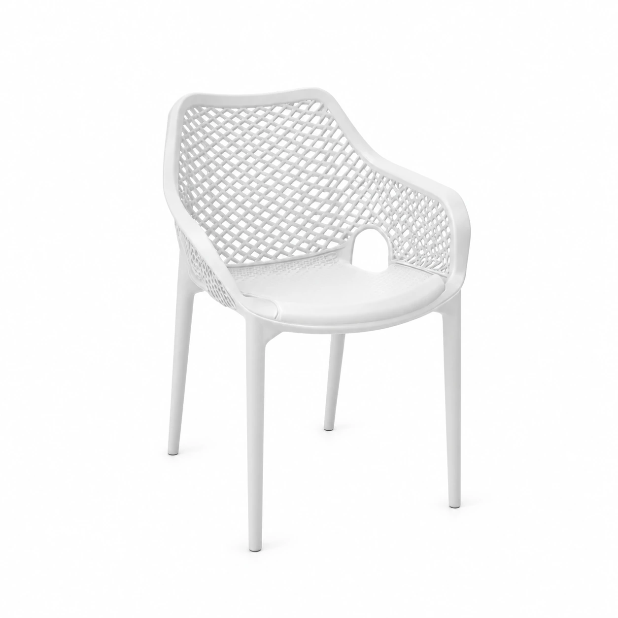 Openwork Dining Armchair — White — product view