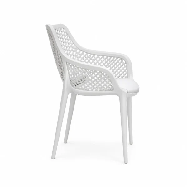 Openwork Dining Armchair — White — side