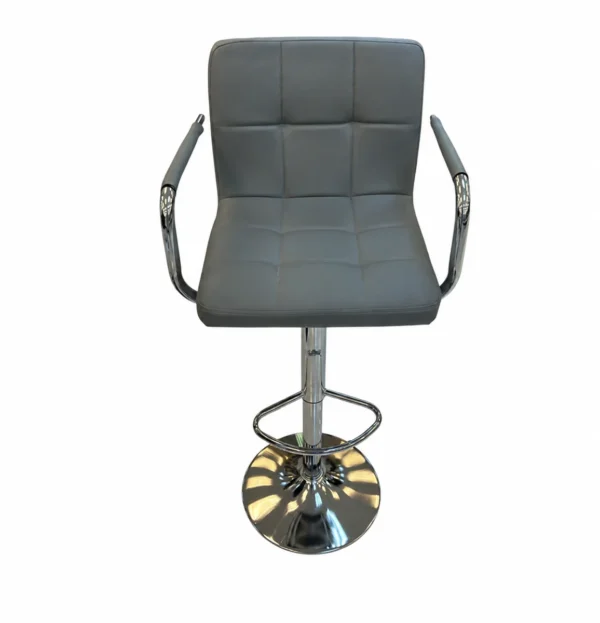 Padded Armrest Bar Chair – Grey / Chrome — product view Padded Armrest Bar Chair – Grey / Chrome