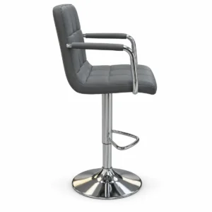 Padded Armrest Bar Chair – Grey / Chrome — side view