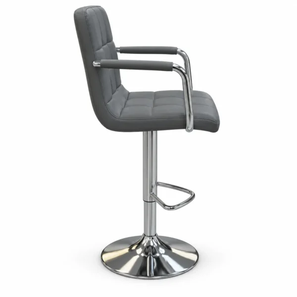 Padded Armrest Bar Chair – Grey / Chrome — side view