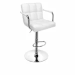 Padded Armrest Bar Chair – White / Chrome — product view