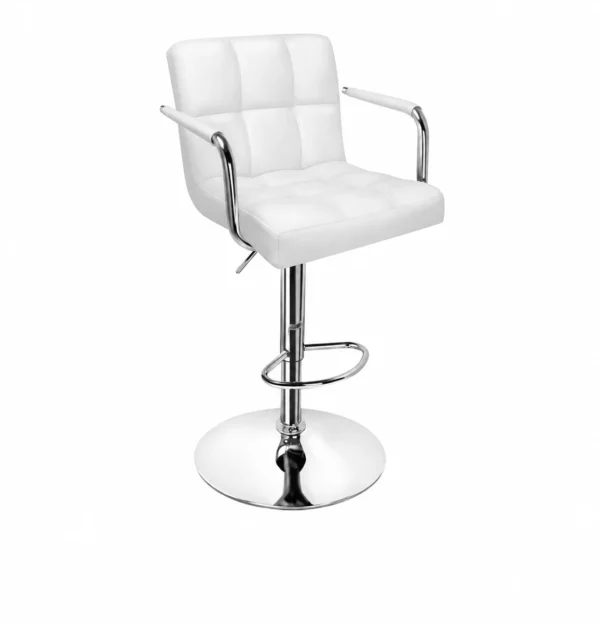 Padded Armrest Bar Chair – White / Chrome — product view Padded Armrest Bar Chair – White / Chrome