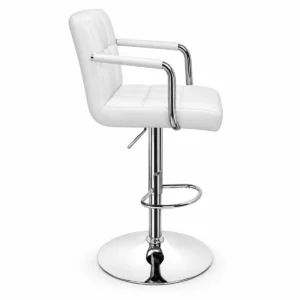 Padded Armrest Bar Chair – White / Chrome — side view