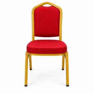 Red Banquet Chair – Gold Frame — front view