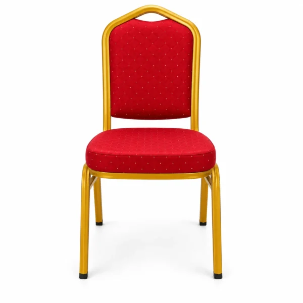 Red Banquet Chair – Gold Frame — front view