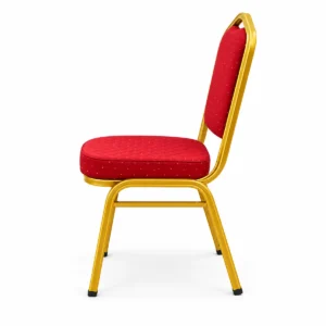 Red Banquet Chair – Gold Frame — side view
