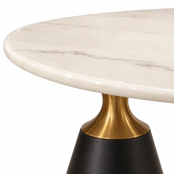 Round Café Table – Dark Pedestal Base — tabletop and base detail