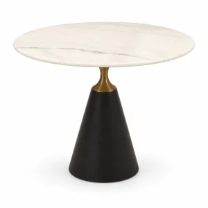 Round Café Table – Dark Pedestal Base — front view