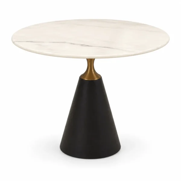 Round Café Table – Dark Pedestal Base — front view