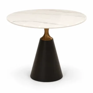 Round Café Table – Dark Pedestal Base — side view
