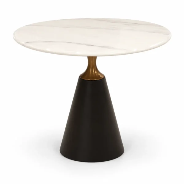 Round Café Table – Dark Pedestal Base — side view