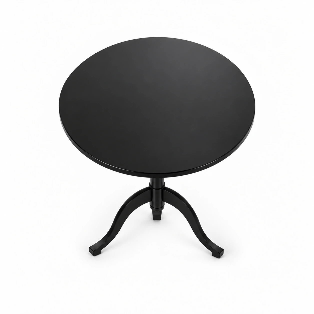 Round Pedestal Café Table — Black — high angle