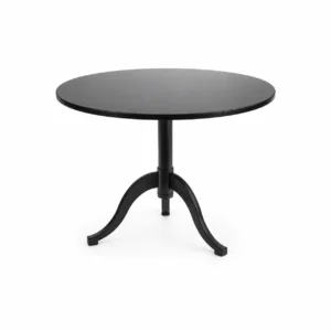 Round Pedestal Café Table — Black — opposite three quarter