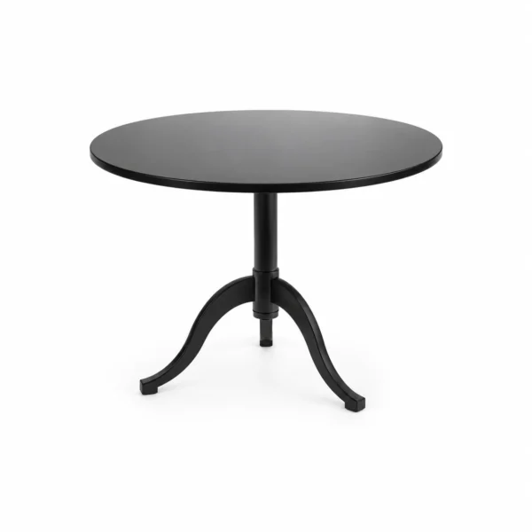 Round Pedestal Café Table — Black — opposite three quarter